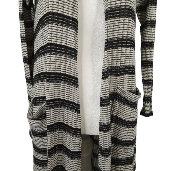 LuLaRoe Striped Open Front Cardigan Sweater Duster Womens Size XS Pockets - Picture 6 of 14